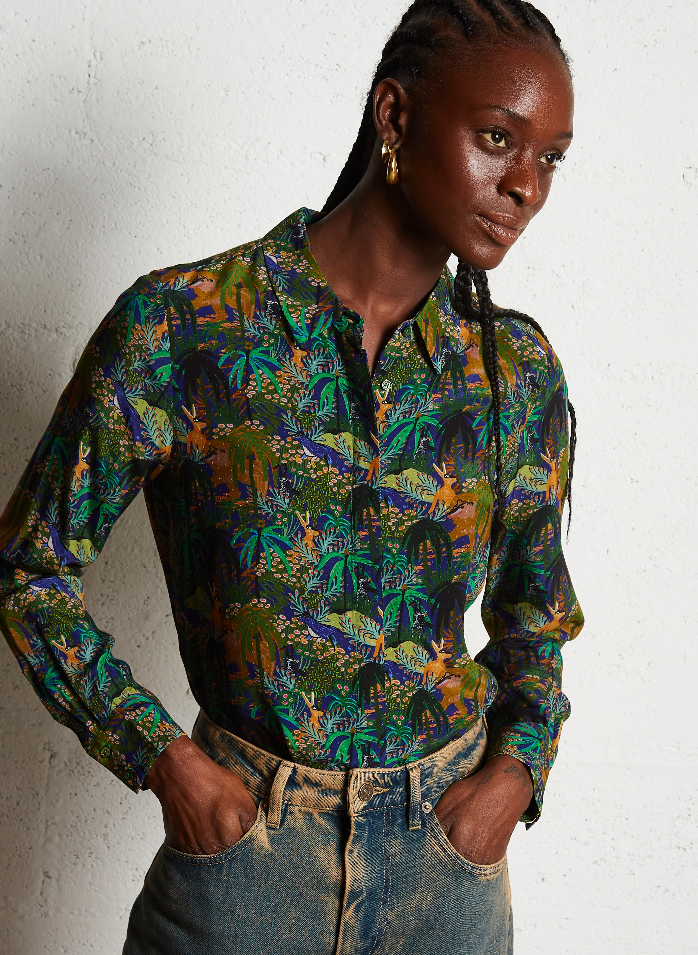ASATI - Chemise col italien à imprimé floral | Multicolore