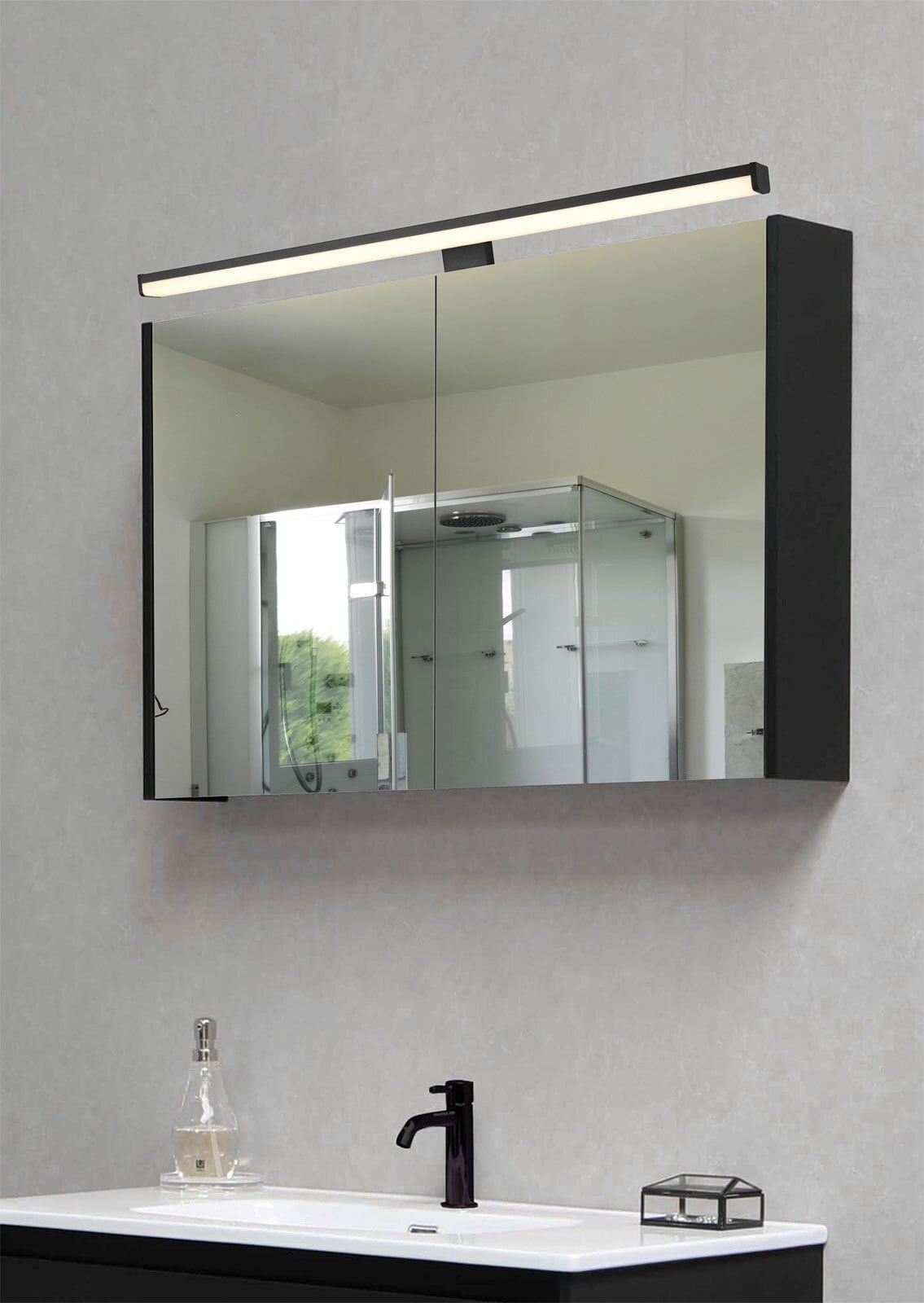 TRIO LED Spiegelleuchte LINO 60 cm schwarz