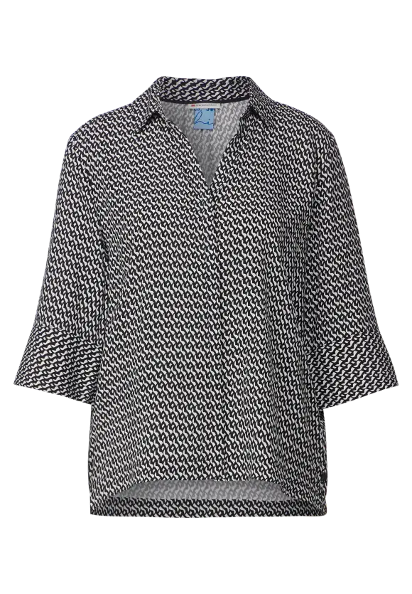 Print Viskosebluse - Black