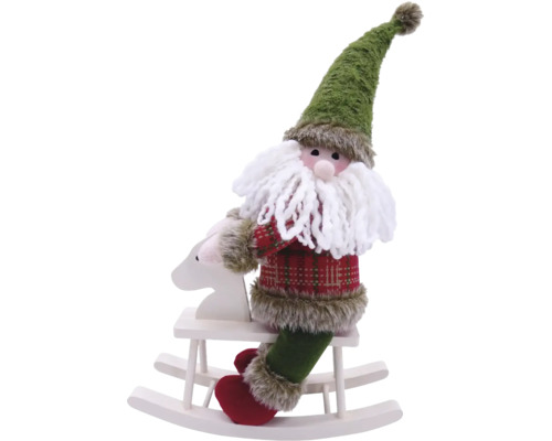 Decoratief figuur Lafiora Santa schommelpaard H 44 cm