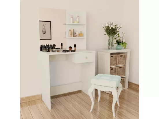 Coiffeuse Bois d’ingénierie 75x40x141 cm Blanc