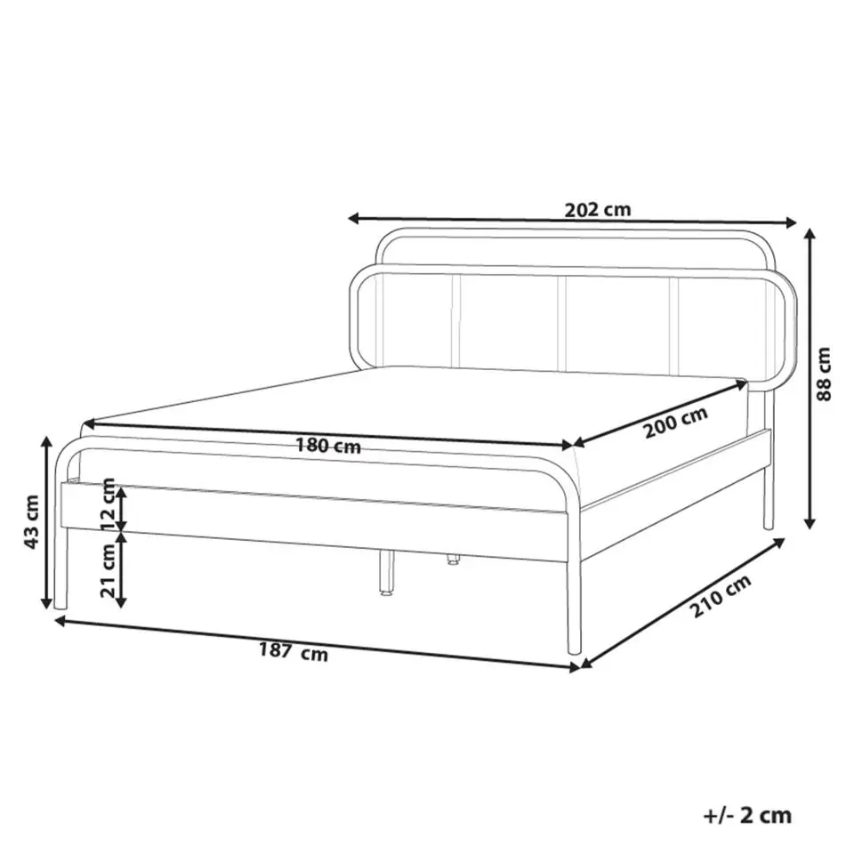 BOUSSICOURT - Tweepersoonsbed - Lichtbruin - 180 x 200 cm - Rubberhout