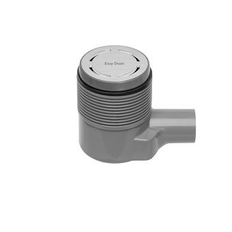 Easy Drain Aqua Round vloerput m. ABS afwerkdeel m. RVS rooster en zijuitlaat Ø10cm inbouwdiepte 65-101mm m. waterslot 50 tot 25mm