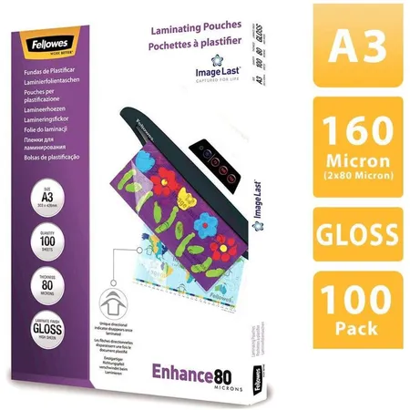 Fellowes Laminierfolientasche, DIN A3, glänzend, 80 Mikron