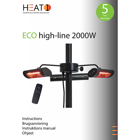 HEAT1 eco high-line 3x670W terrassevarmer - sort