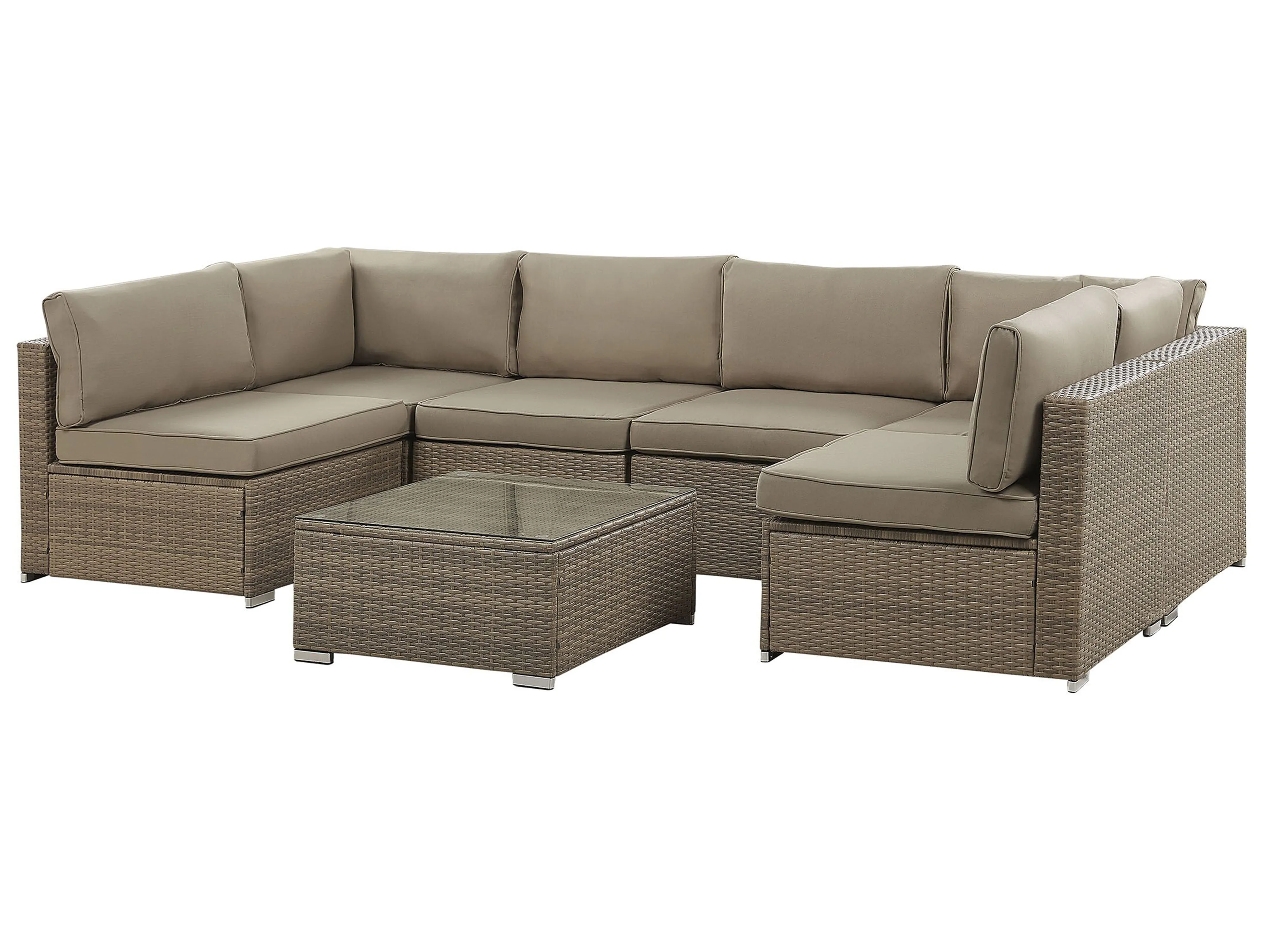 Tuin hoekloungeset met tafel 6-zits BELVEDERE PE rotan Bruin