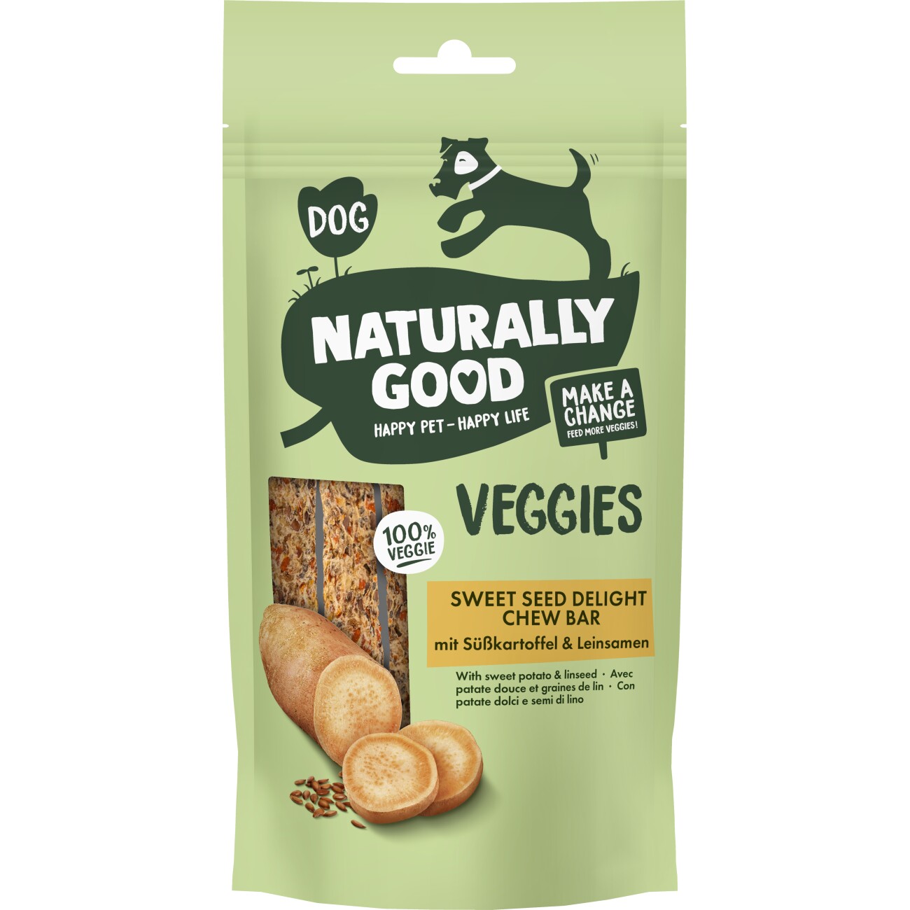 Naturally Good Veggies Hund Snack Sweet Seed Delight Kaustange mit Süßkartoffel 140g