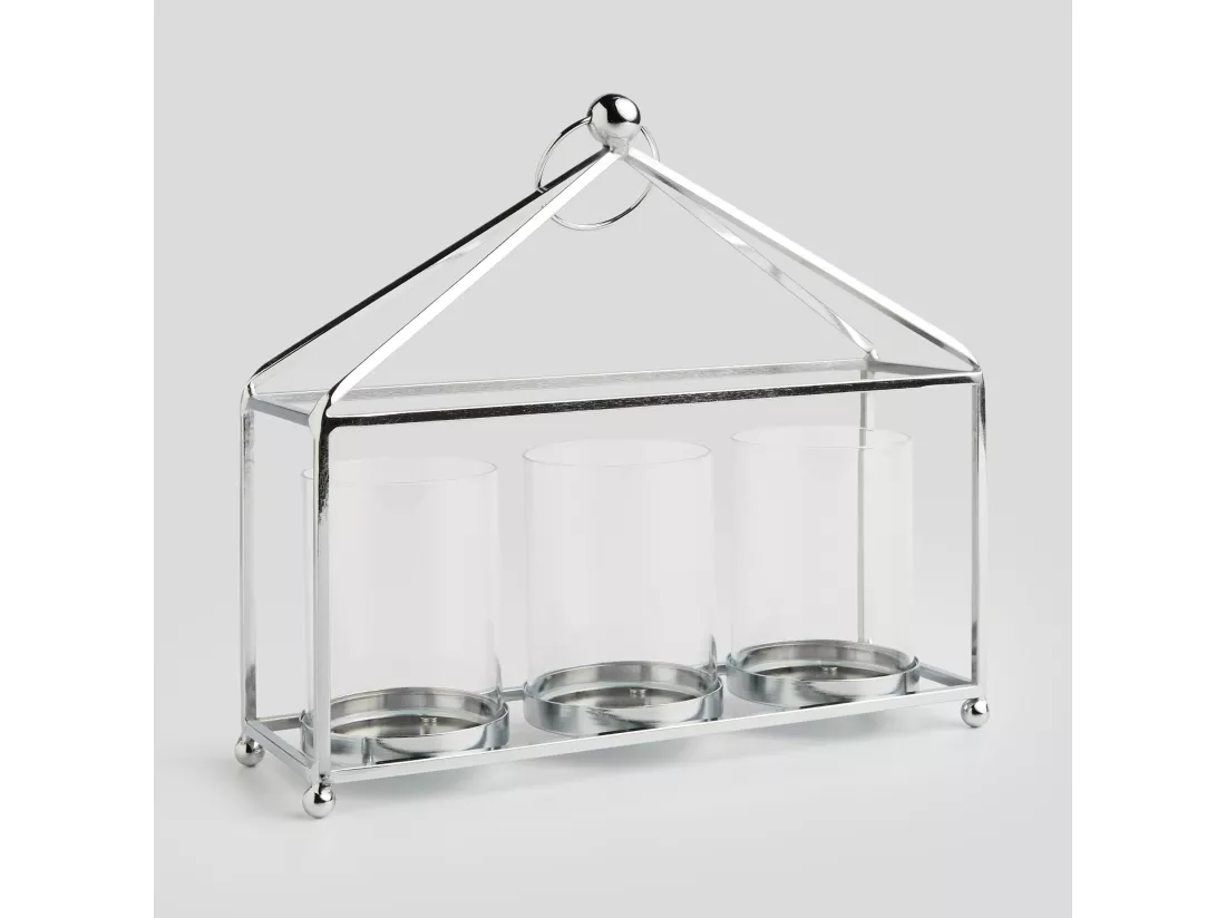 Bougeoir Cassa Argent Moyen 26 x 28 x 8.5