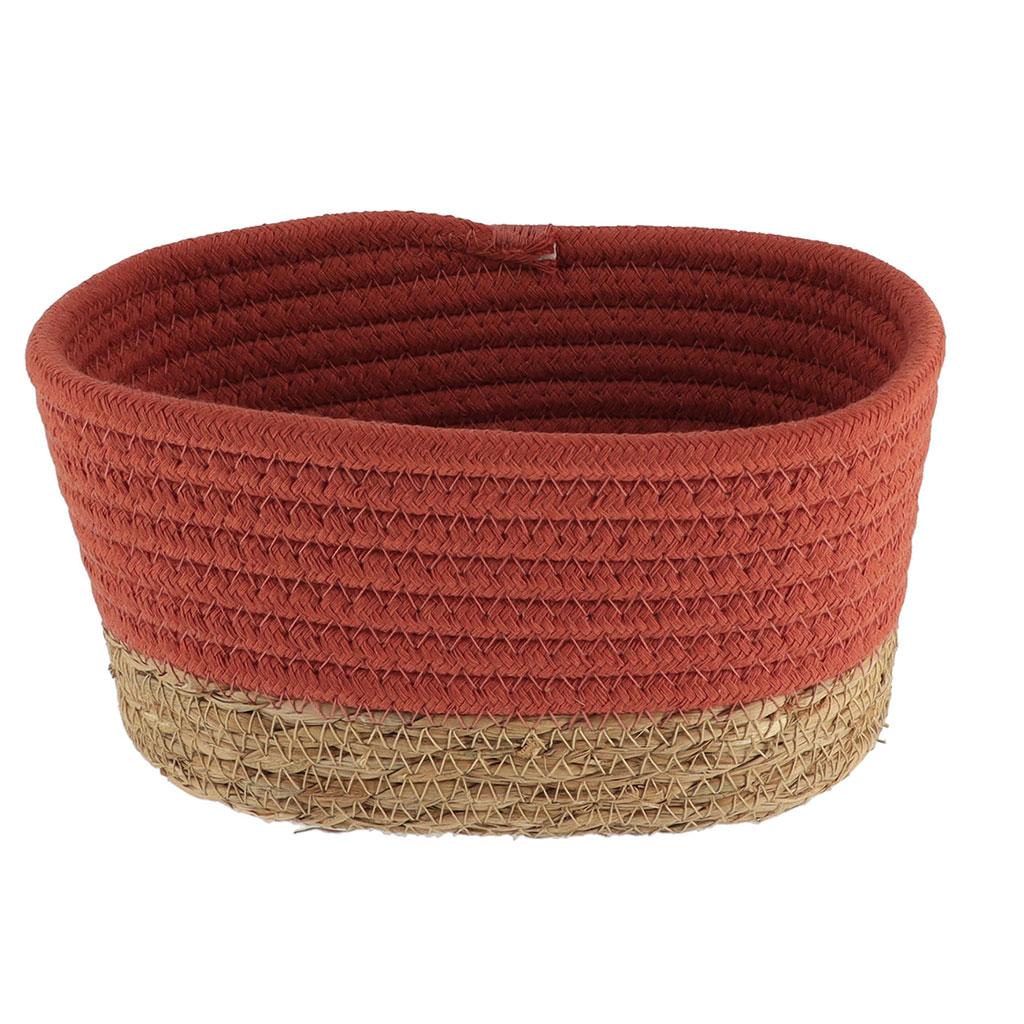 Panier de rangement rectangulaire coton végétal terracotta 23x13.5x15cm
