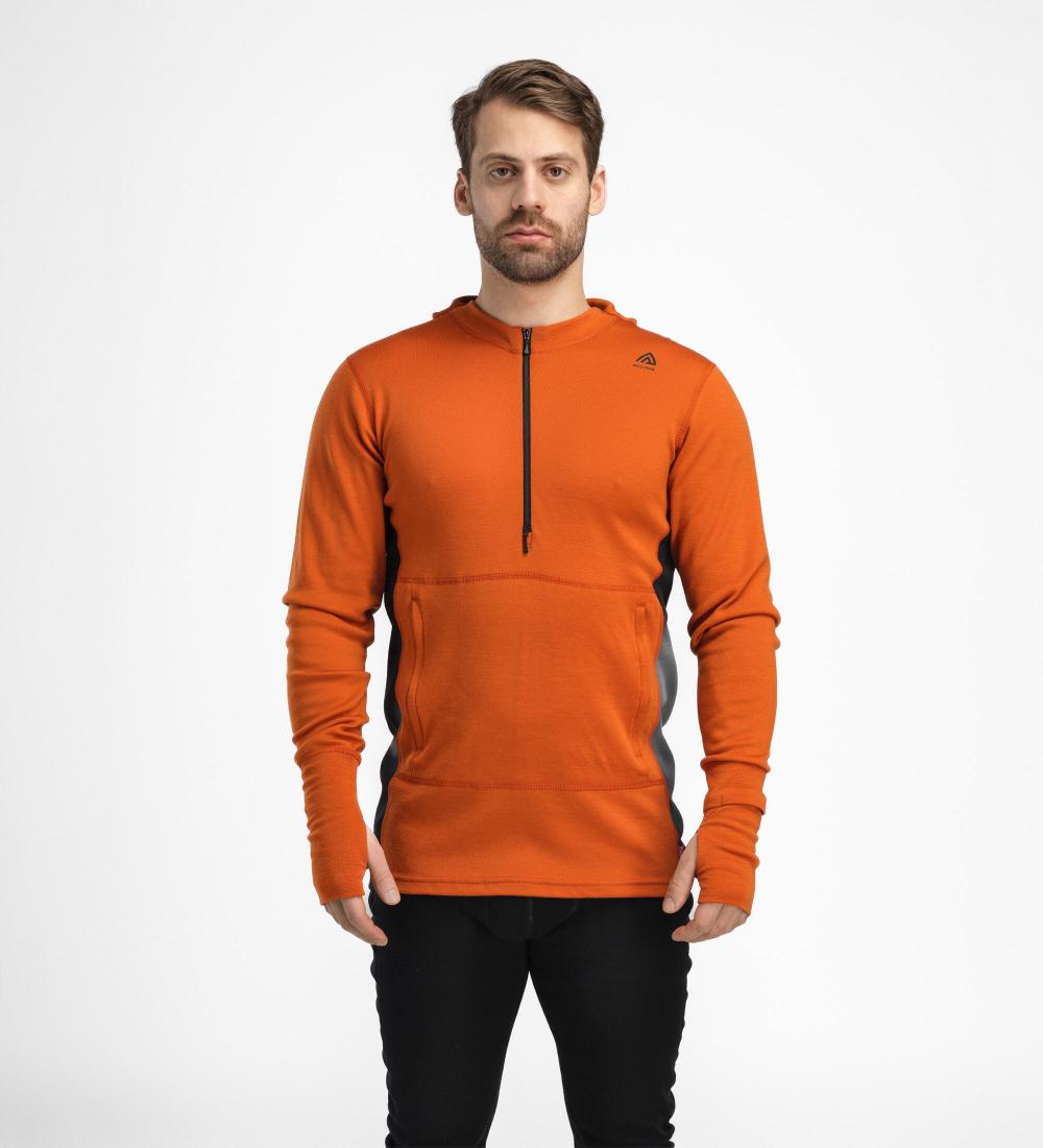 Aclima WarmWool Hood Sweater Zip Gold Flame/Black