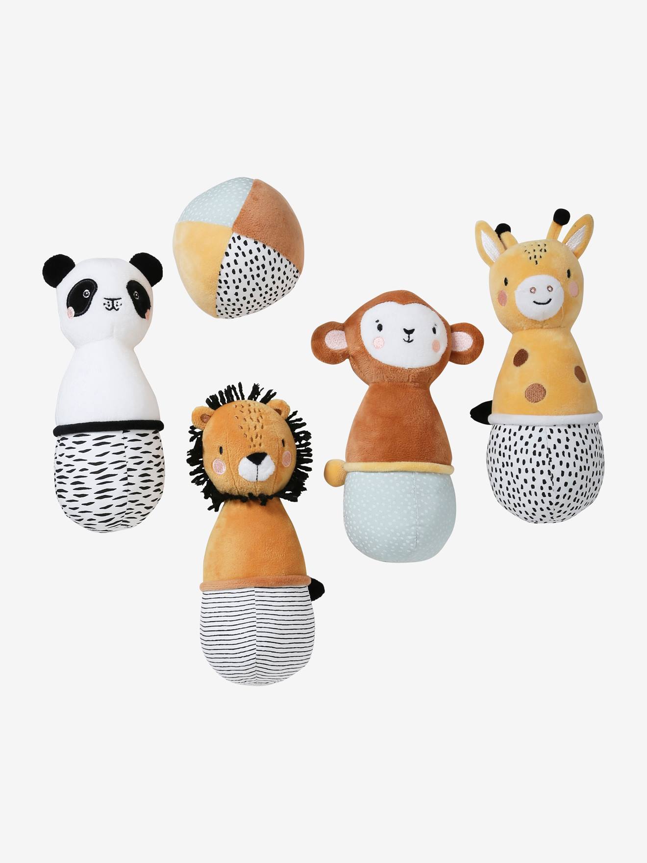 Conjunto de boliche em tecido Tanzania liso bege escuro com estampas.