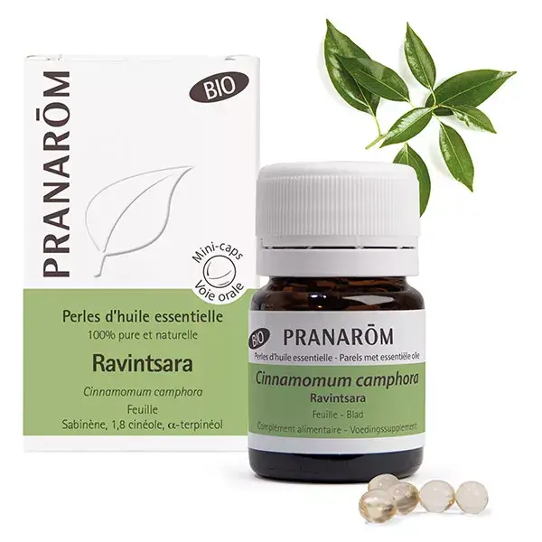 Pranarom Perles d'Huile Essentielle Ravintsara Bio 60 unités