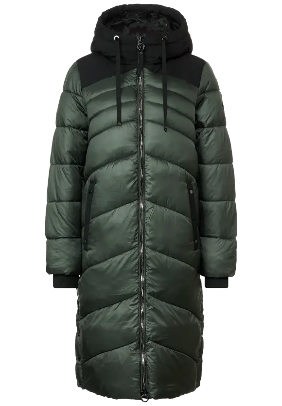 Materialmix Wintermantel - dark verdant green