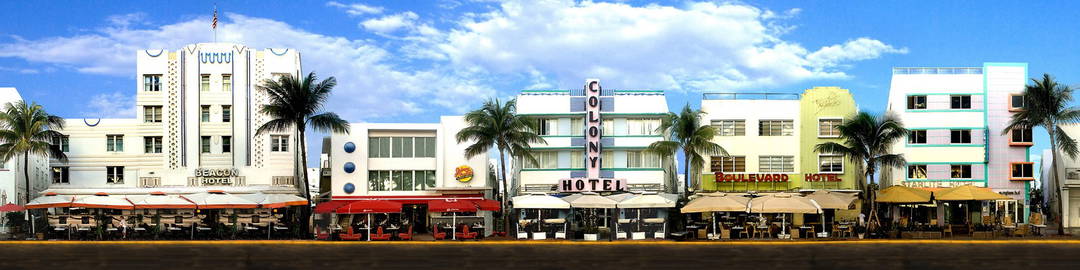 Miami Beach, Ocean Drive #2 by Larry Yust - Petites - Small Open Edition.