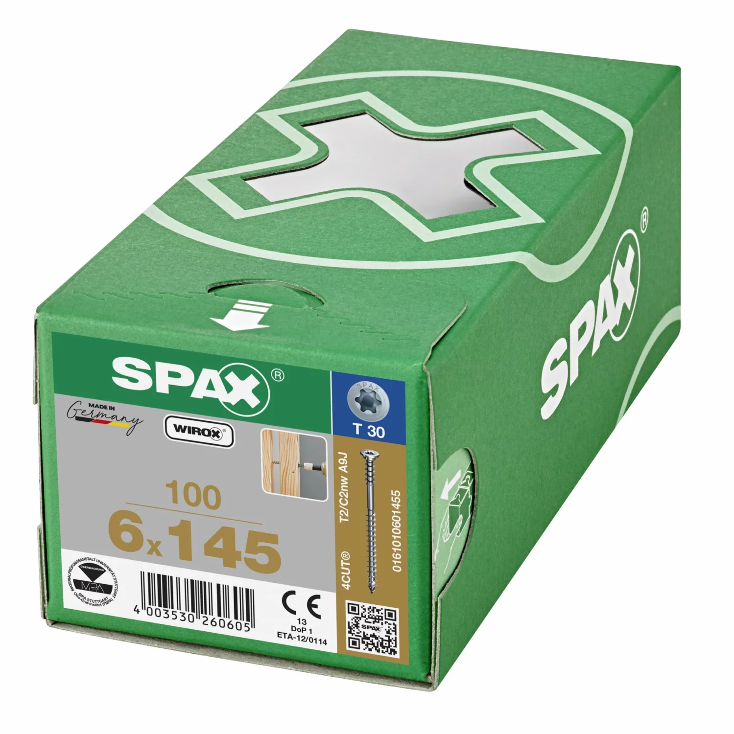 SPAX 161010601455 Stelschroef, Platkop, 6 x 145, Deeldraad, T-STAR plus TX30 - WIROX - 100 stuks