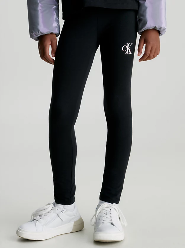 Leggings de algodão elástico com logotipo
