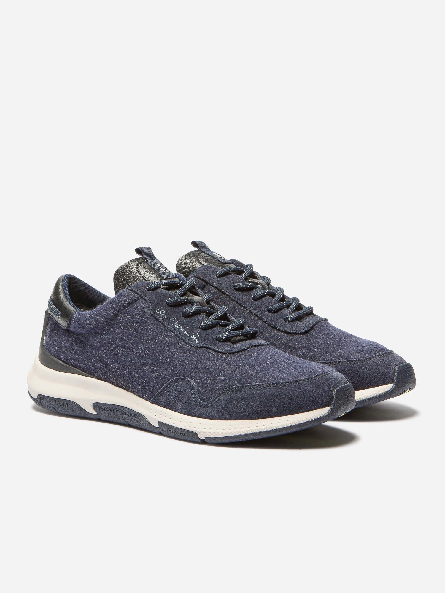 Tennis Femme Cuir et Feutrine Marine