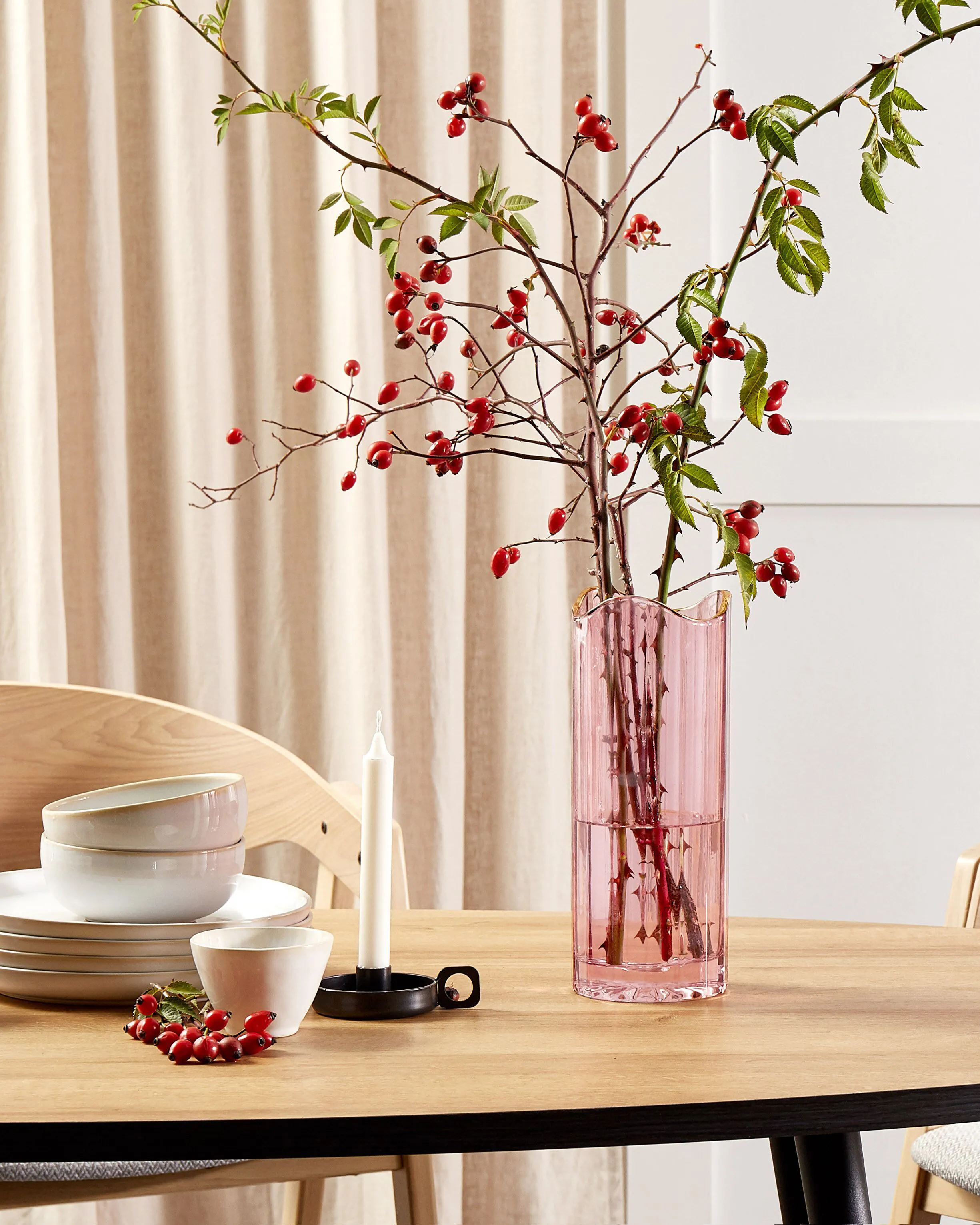 Bloemenvaas PERDIKI Glas 30 cm Roze