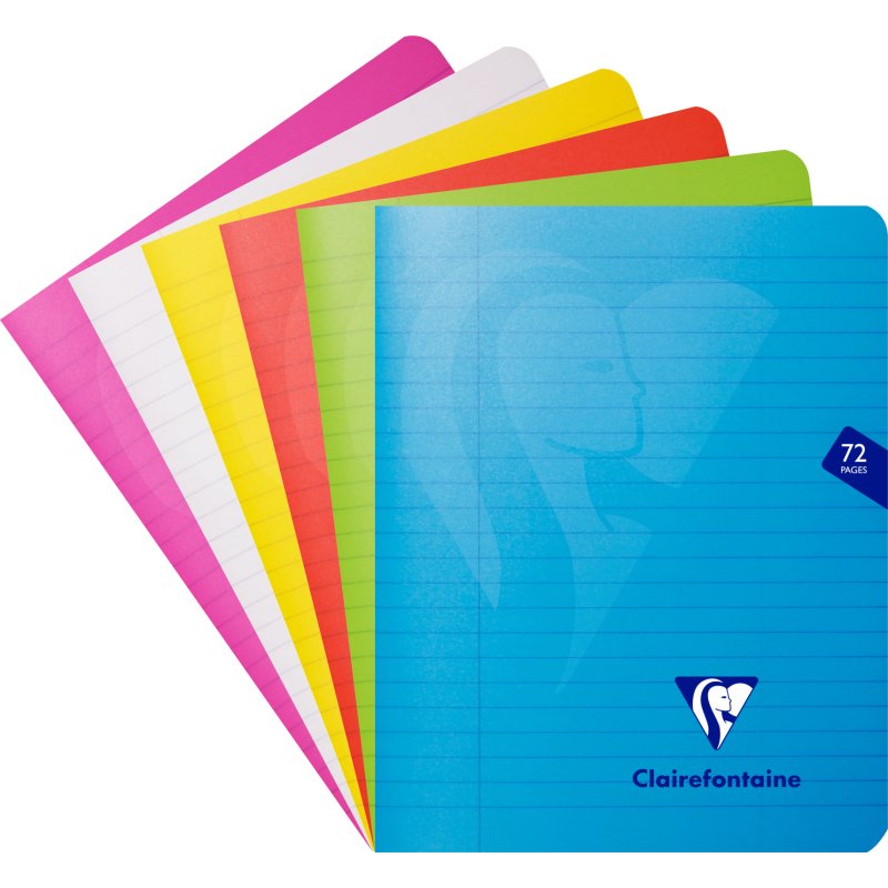 Cahier piqué Clairefontaine Mimesys 16,5 x 21 cm ligné 72 pages couleurs assorties