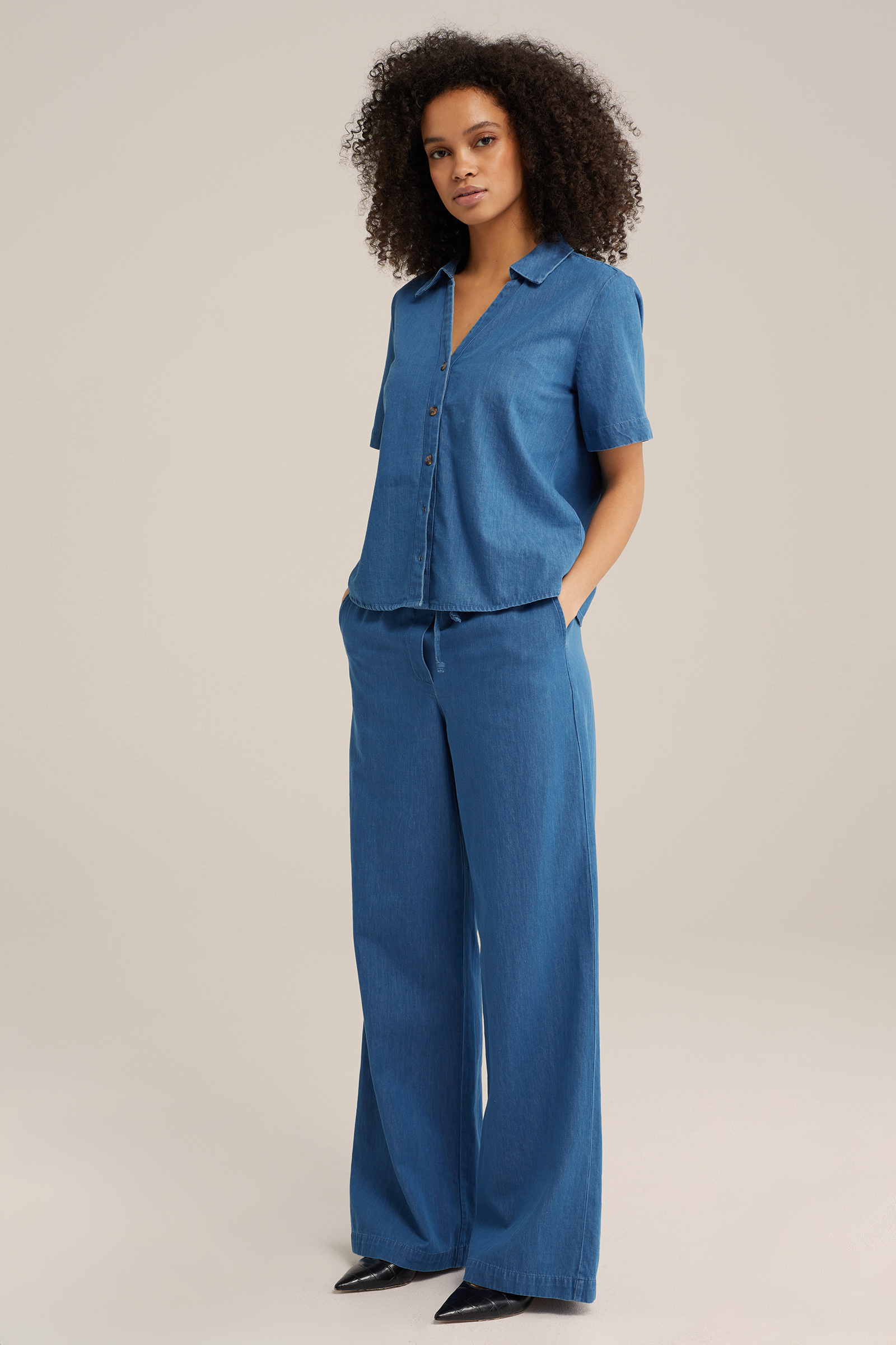 denim blouse WE Fashion Blauw