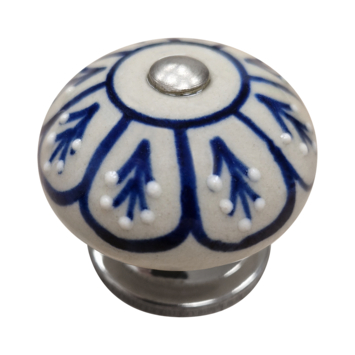 Knop Fem keramiek blauw wit 40 mm