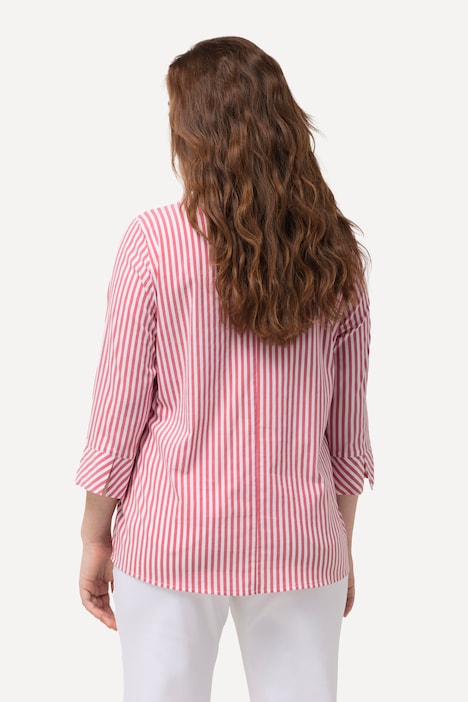 Bluse, Streifen, Kelchkragen, 3/4-Arm