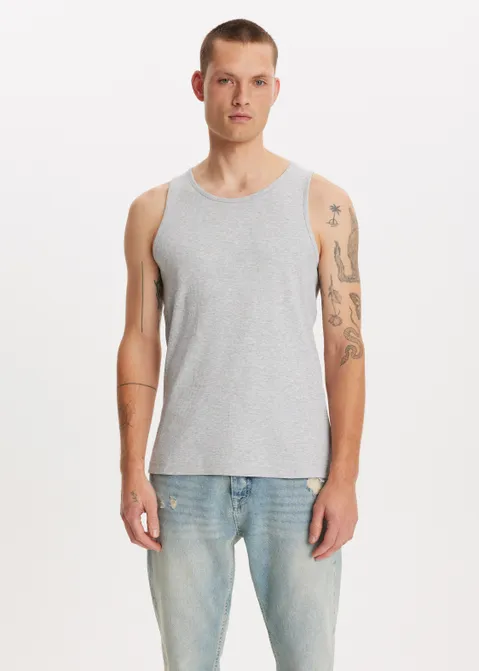 Basic tanktop rib grijs (GRS.MEL)