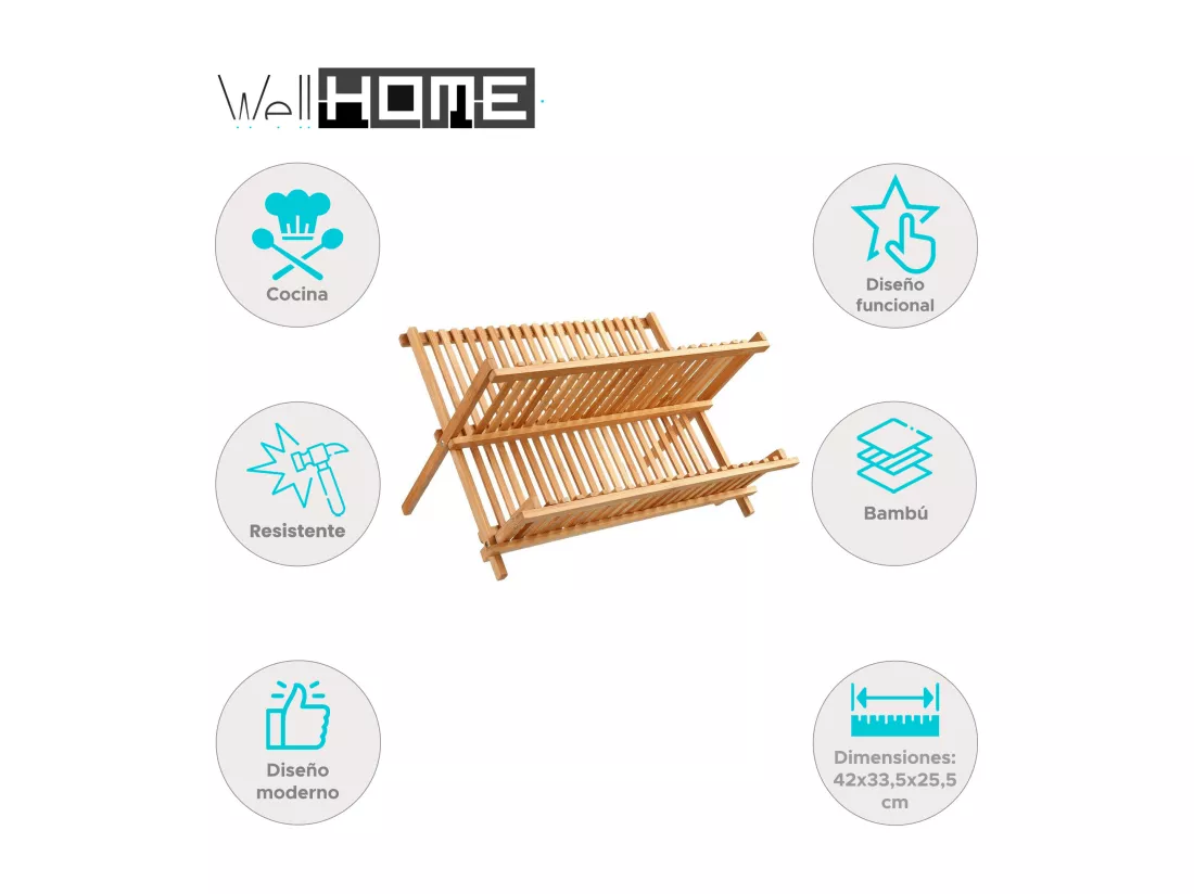WELL HOME - Égouttoir pliable en bambou