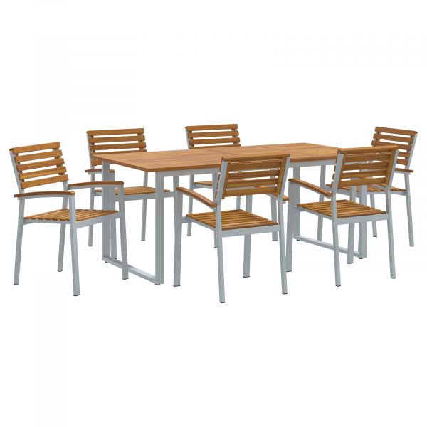 vidaXL Conjunto de Jantar de Jardim de 7 Peças em Madeira Sólida de Acácia e Metal - 3377207400