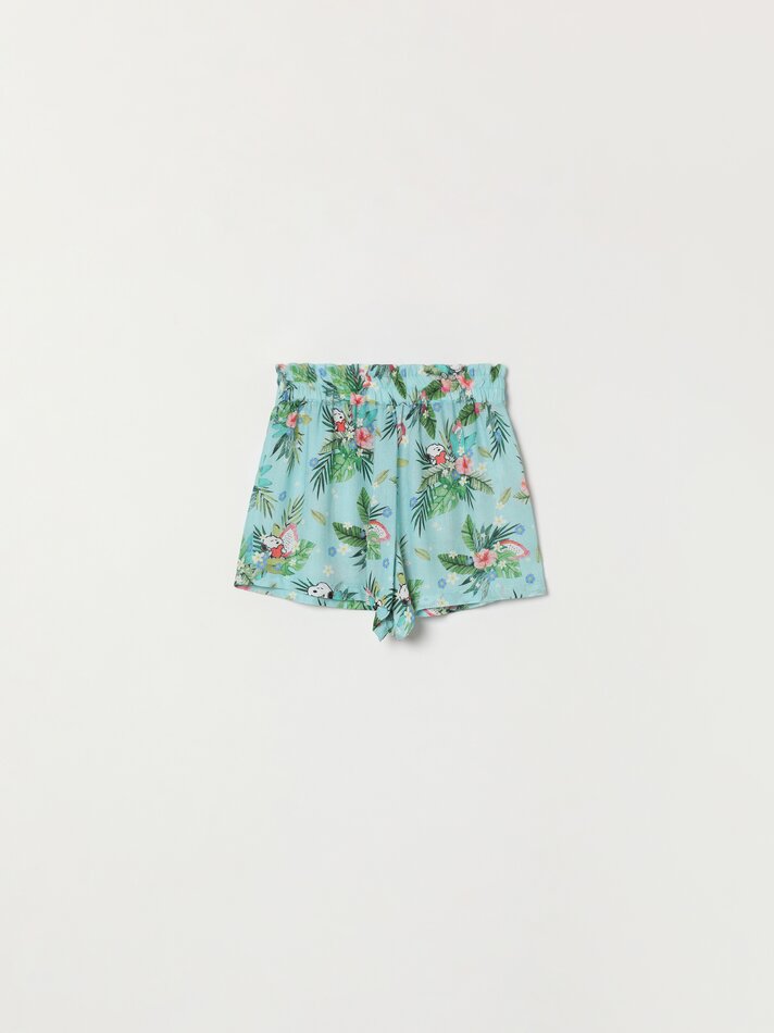 Calções fluidos Snoopy Peanuts™ - Azul-turquesa