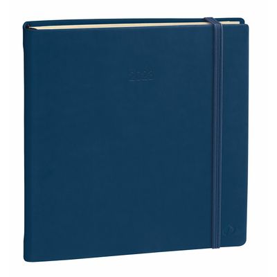 Agenda à élastique Silk Executif Prestige - 1 semaine sur 2 pages - 16 x 16 cm - bleu marine - Quo Vadis