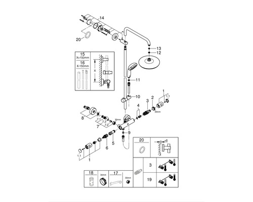 Douchekolom incl. thermostaat GROHE Vitalio Start 210 chroom 26538000