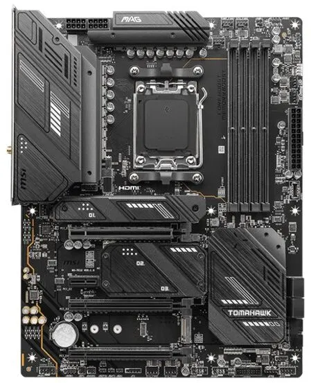 [OUTLET] - MSI MAG X670E TOMAHAWK WIFI - Bundkort - ATX - Socket AM5 - AMD X670 Chipset - USB 3.2 Gen 1, USB 3.2 Gen 2, USB-C Gen 2x2, USB-C 3.2 Gen2 - 2.5 Gigabit LAN, Wi-Fi 6, Bluetooth - onboard grafik (CPU påkrævet) - HD Audio (8-kanaler)