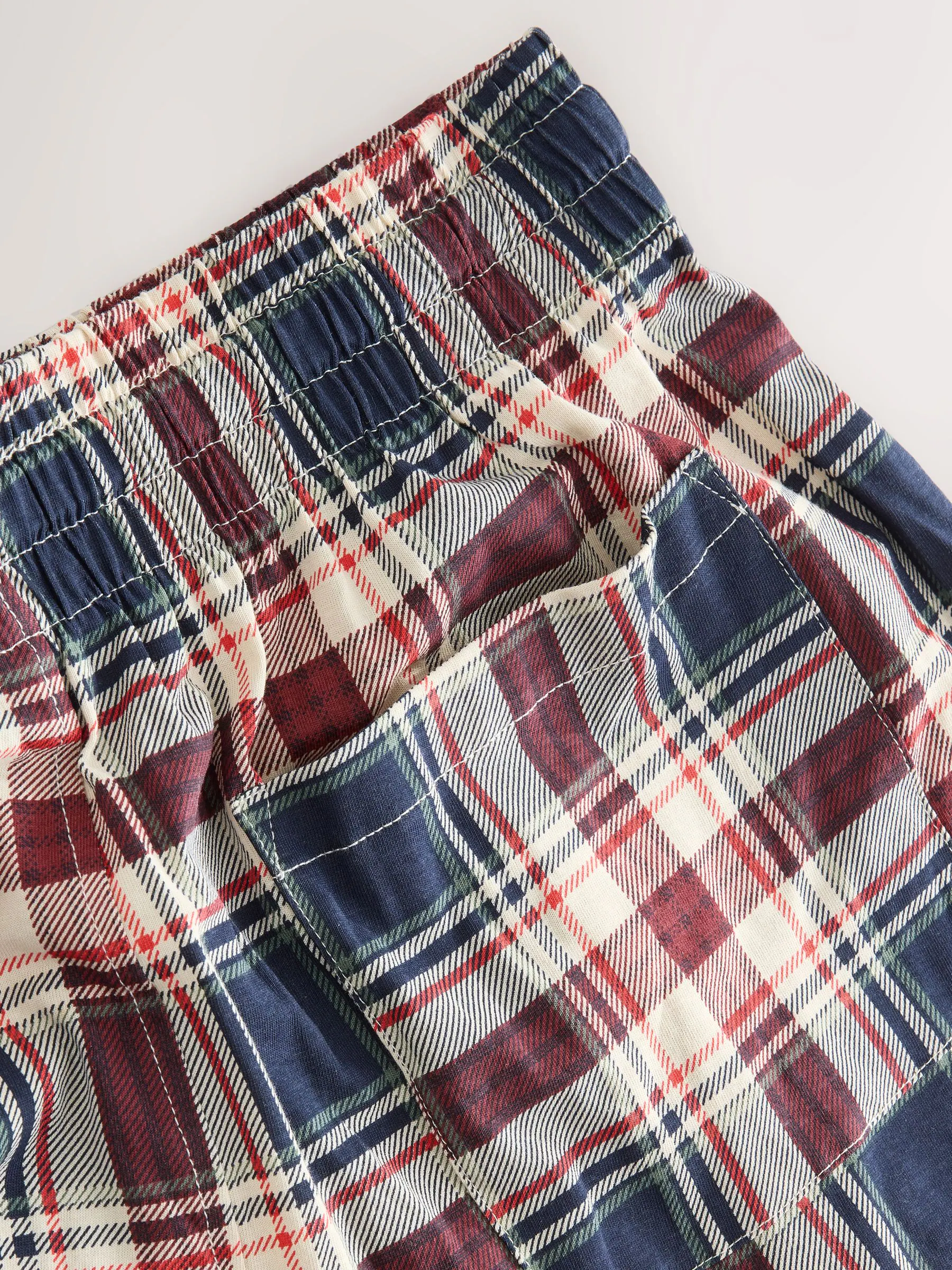 Rood/ecru - Geruite jersey korte pyjama's Set