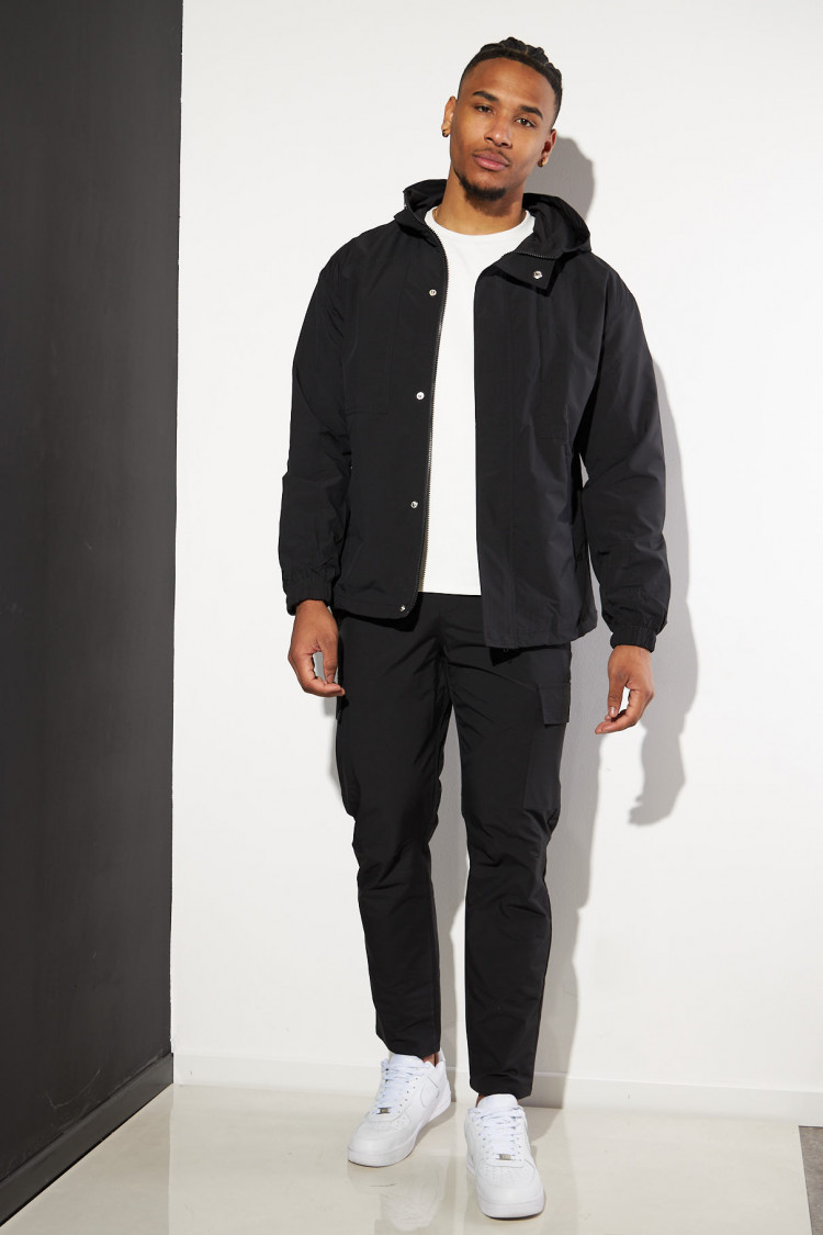 Ensemble 2 pièces veste + pantalon noir à capuche
