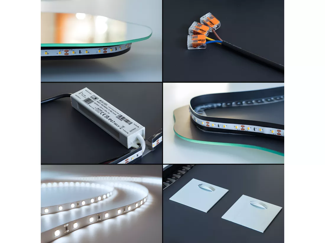 Miroir LED froid forme irrégulière style moderne unique 45 cm x 90 cm - lumière froide