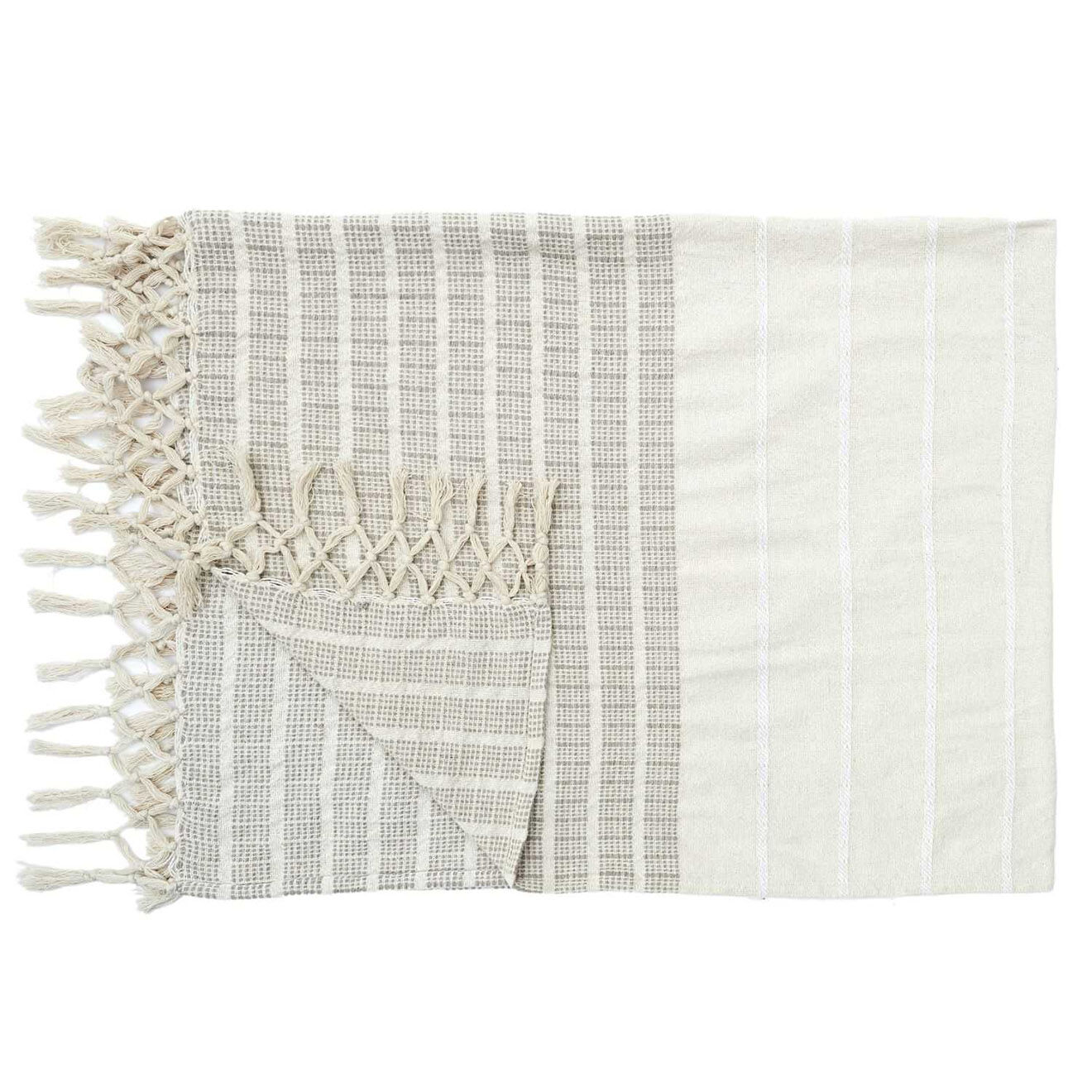 Home Deco Factory Plaid imprimé beige/blanc - 130 cm