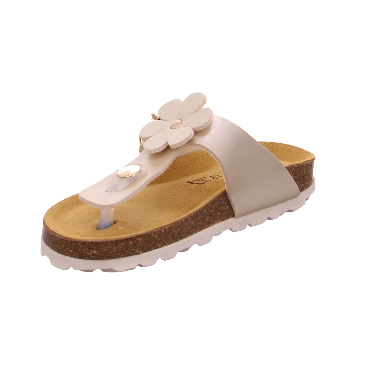 BIOLife Kinder-Zoccoli /Flip Flops Beige Lederimitat  Zehentrenner