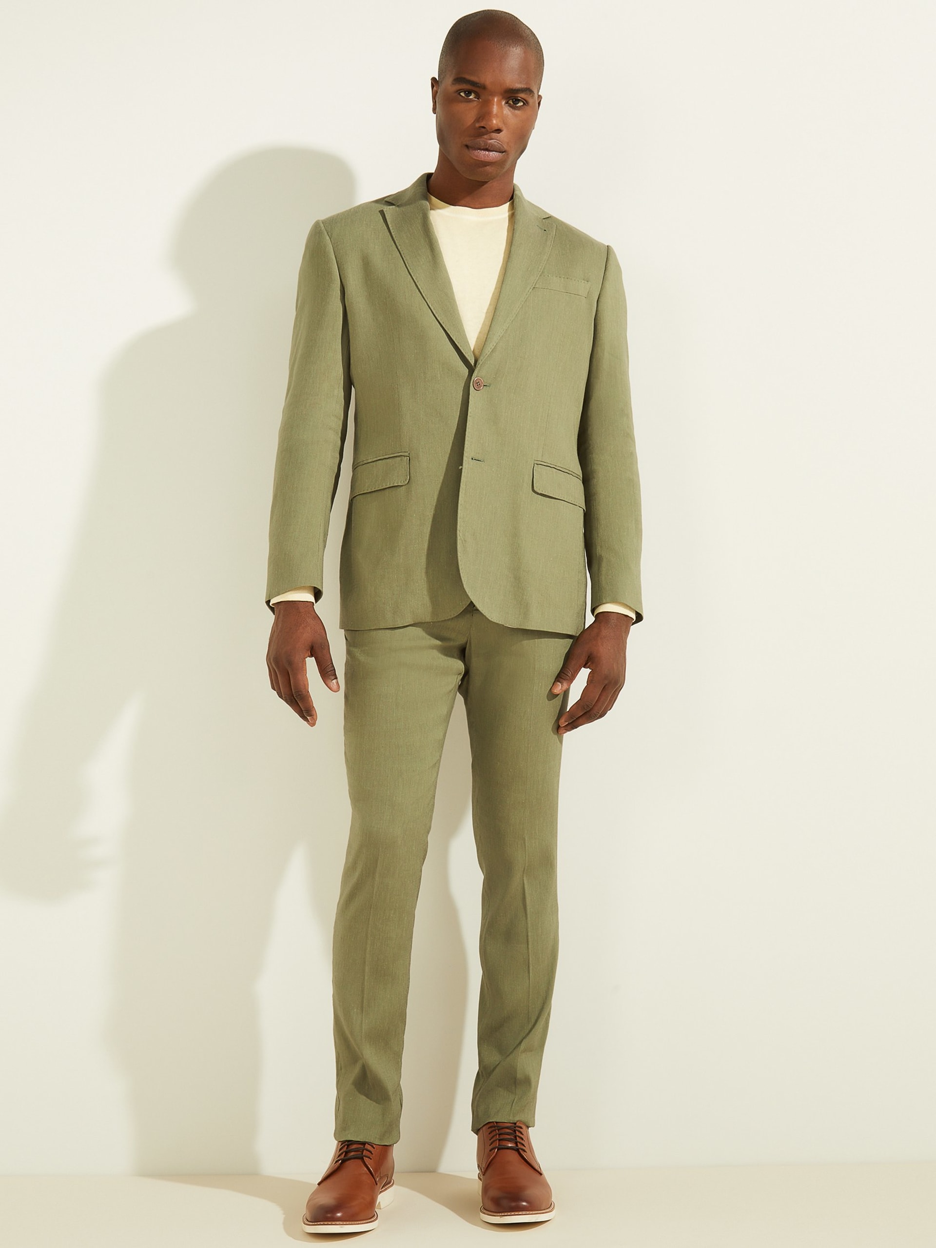 Blazer de linho misto com abotoamento simples
