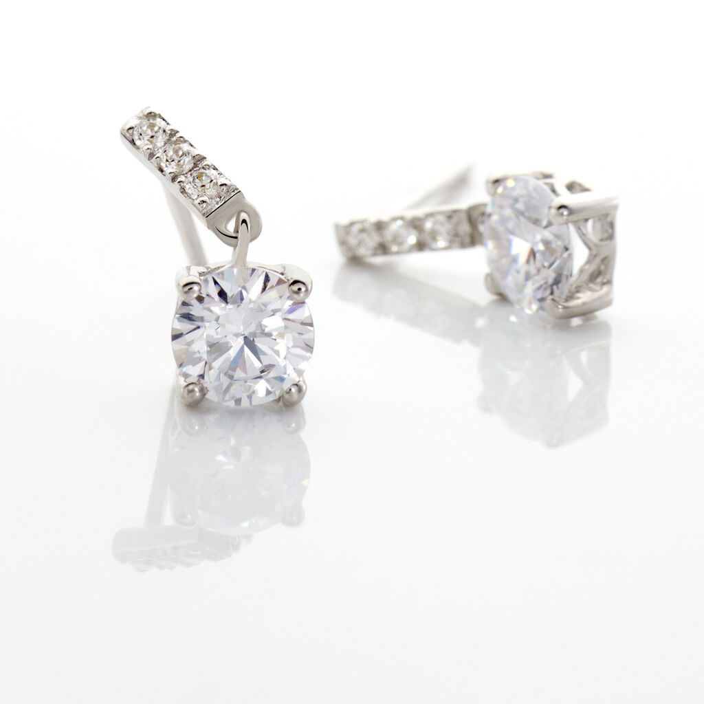 Boucles D'oreilles Pendantes Paciane Or Blanc Oxyde De Zirconium