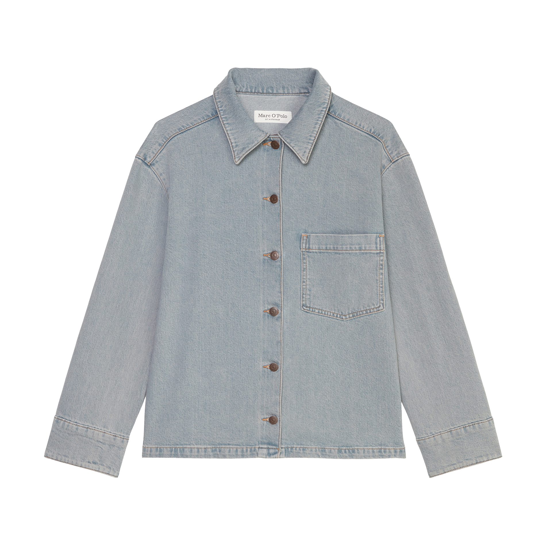 Chemise en denim de coton mélangé | Bleu