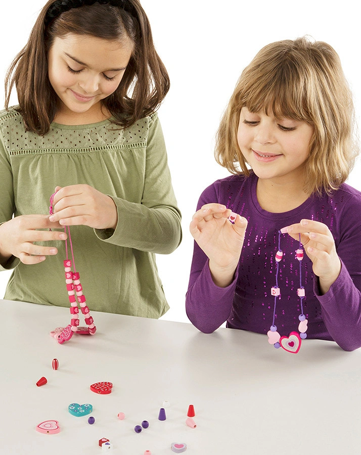 Holz-Perlen-Set HEART BEADS in pink