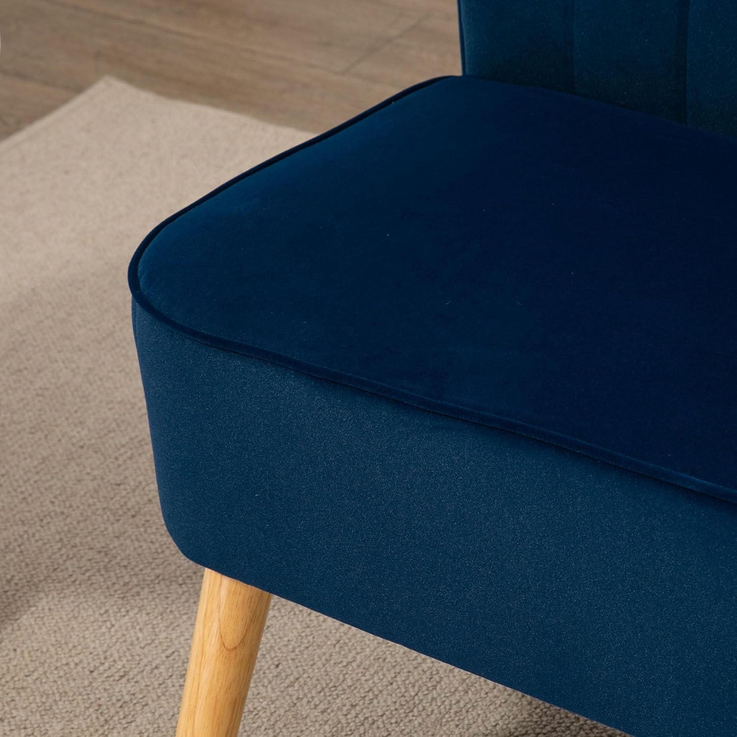 HOMCOM Sofa 2 Sitzer Couch, Kleine Loveseat mit Samt-Optik Modern Polstersofa für Wohnzimmer, Schlafzimmer, kleinen Raum, Dunkelblau 117 x 56,5 x 77 cm