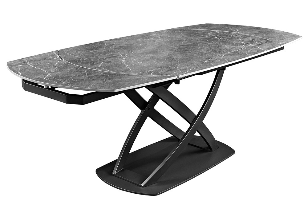 Ausziehbarer Esstisch INCEPTION 130-190cm anthrazit oval Keramik schwarz Metall