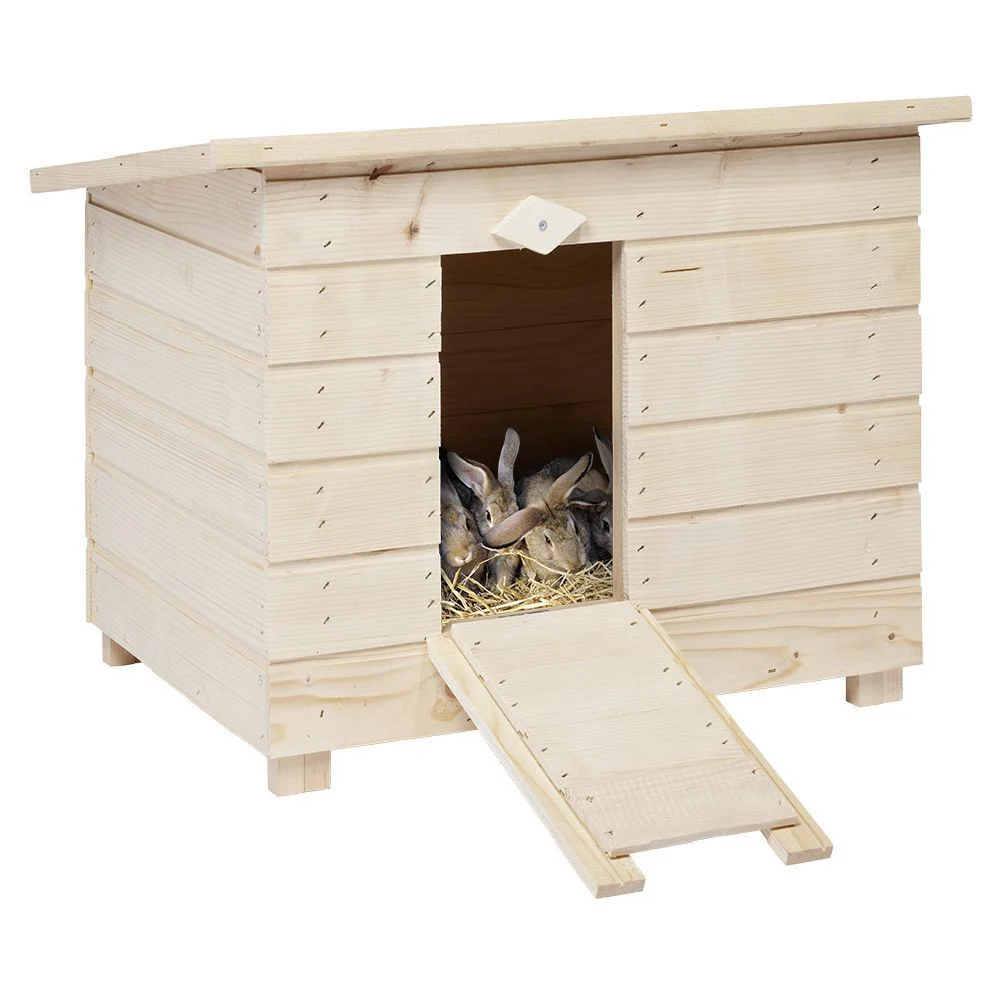 Clapier en bois pour lapin avec toît bitumé 52x43xH43cm