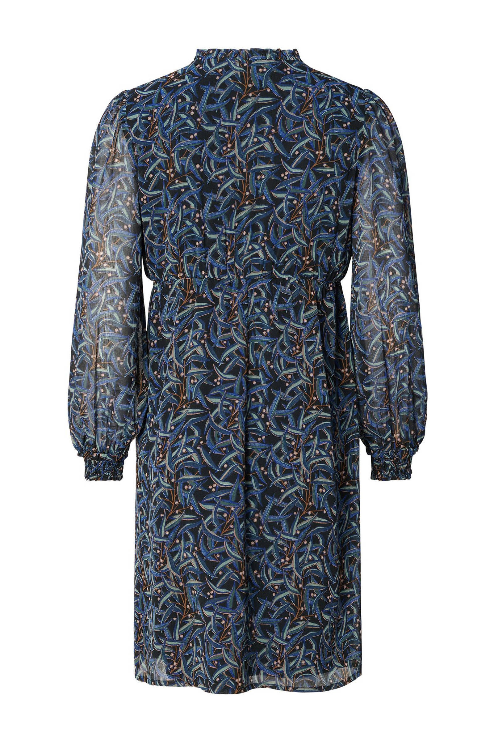 Noppies semi-transparante zwangerschaps- en voedingsjurk Foshan met all over print zwart/blauw
