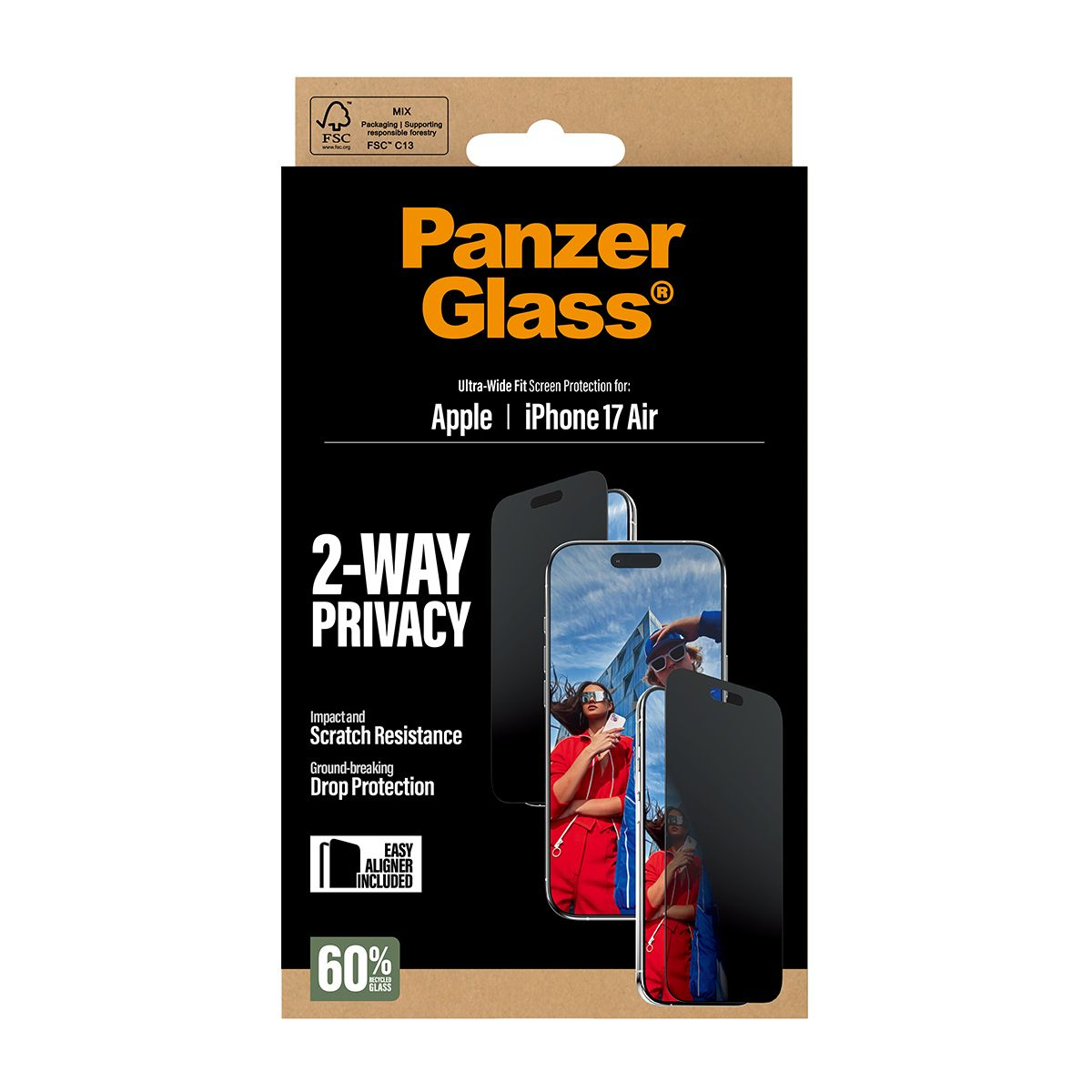 iPhone Air Ultra Wide Fit EasyAligner Privacy Panzer Glas (PG74944)