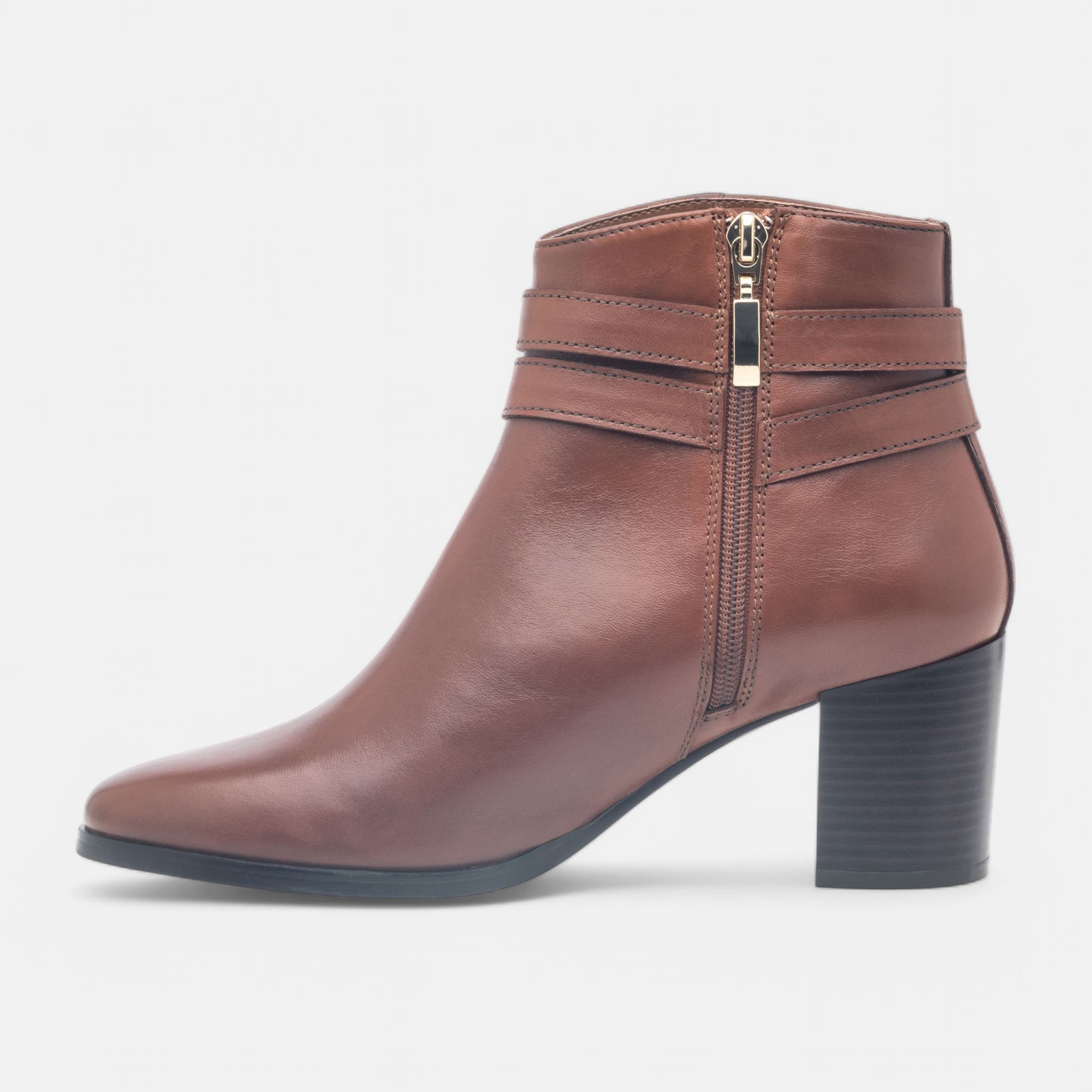 Bottines Femme en cuir cognac