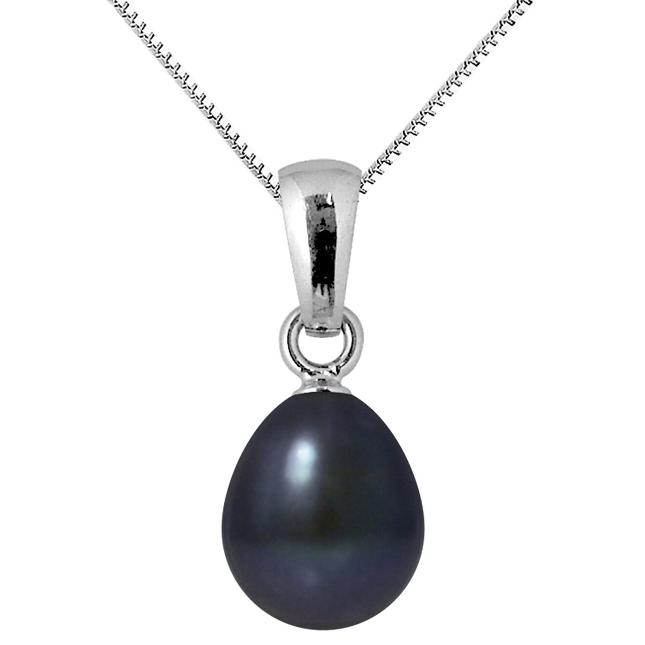 Mitzuko Pendentif Or Blanc Perle d'Eau Douce noire