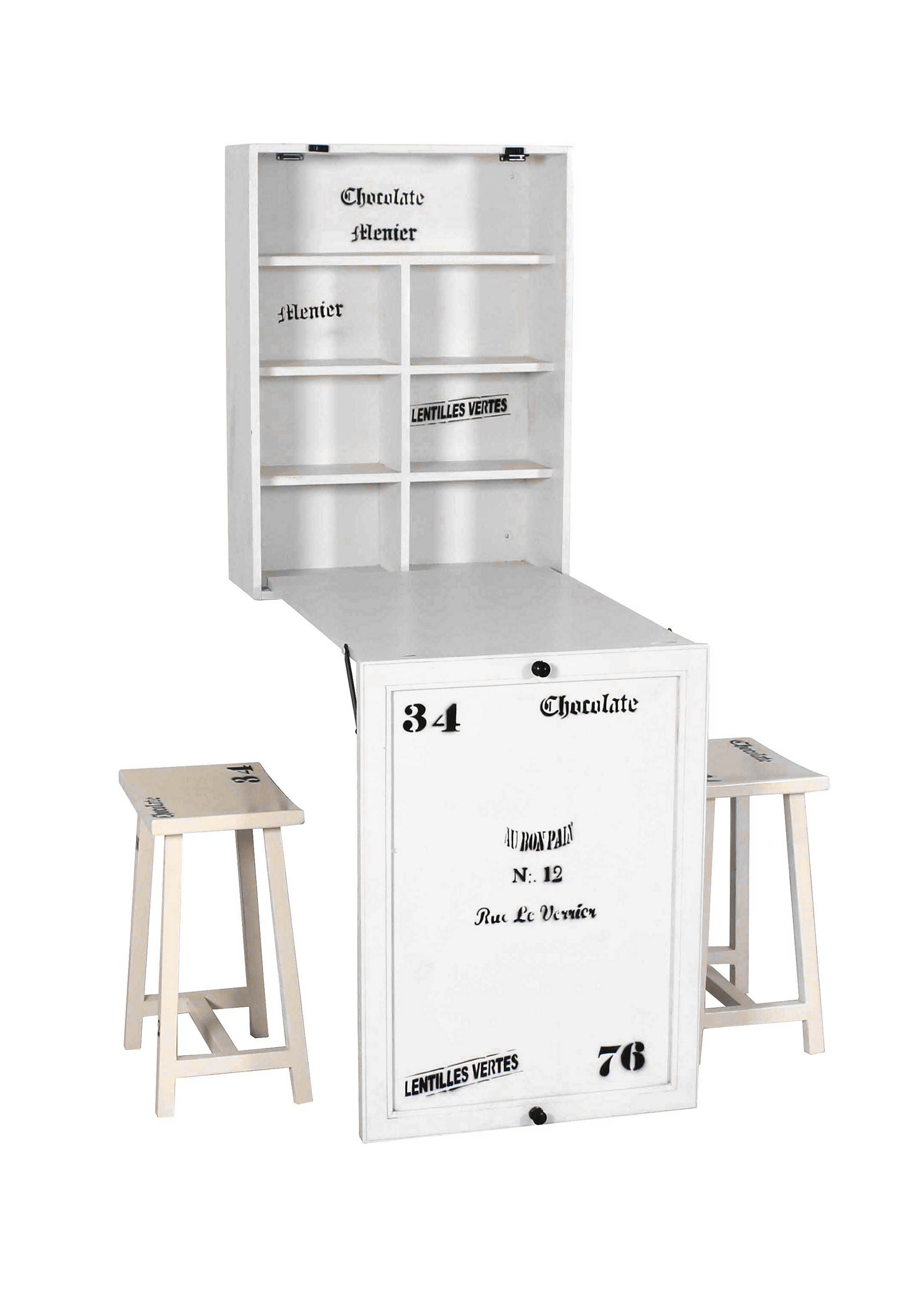Klapptisch + 2 Hocker weiss Küchentisch Stühle Essgruppe Esstisch Küchenregal